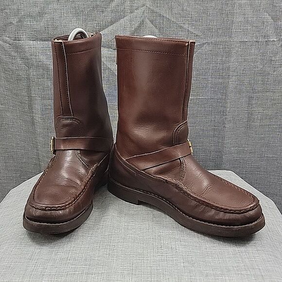 W.C Russell Moccasin Co Zephyr Boots Brown leather zip buckle hunting men's 8.5C - Picture 1 of 14